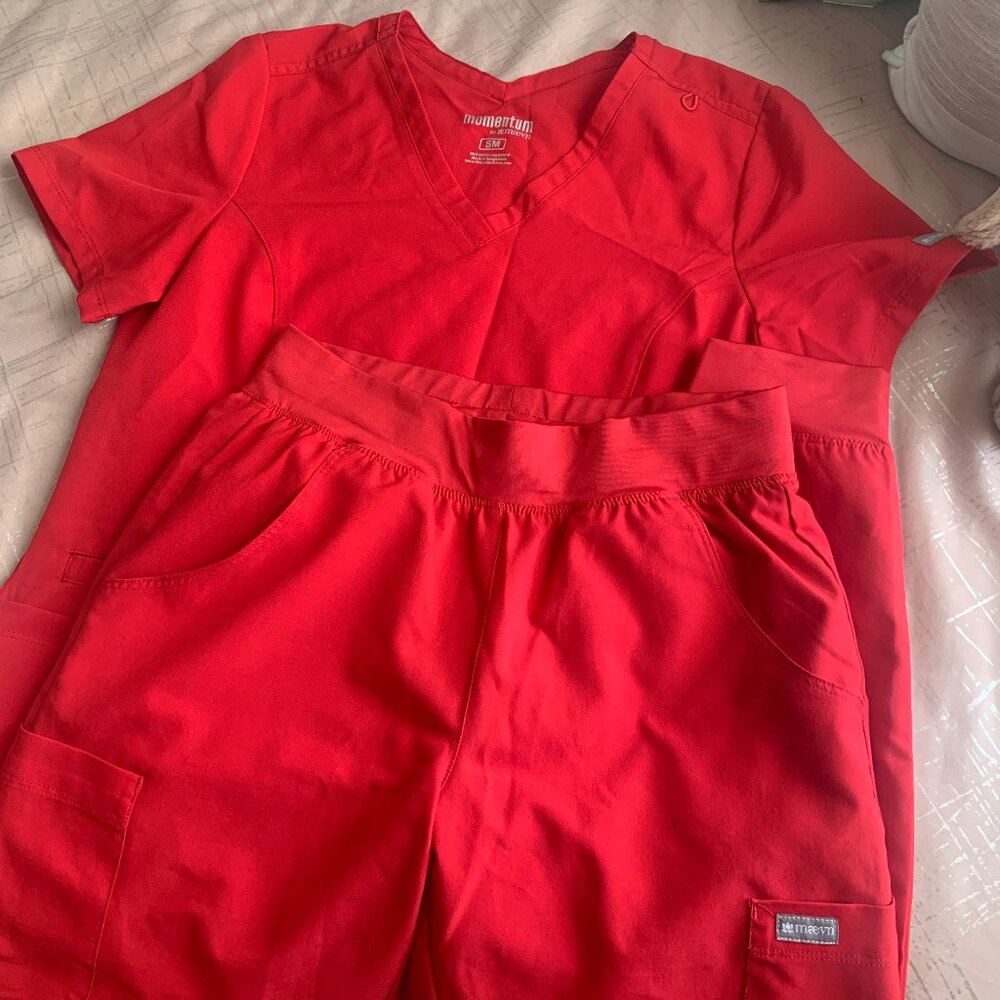 Maevn Momentum Women's Scrub Top and Bottom in Red